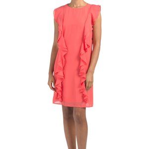 Marina Coral Ruffle Dress Women's Size 12